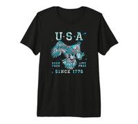 Trendy Apparel 4th of July USA Born Free Live Free 1776 Camiseta Premium