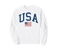 Trendy Apparel 4th of July USA Large Text & American Flag Sudadera