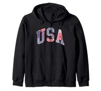 Trendy Apparel 4th of July USA Red White & Blue Patchwork Sudadera con Capucha