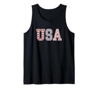 Trendy Apparel 4th of July USA Red White Blue Stars Stripes Camiseta sin Mangas