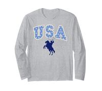 Trendy Apparel 4th of July USA Stars Cowboy Rodeo and Lasso Manga Larga