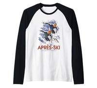 Trendy Apparel Apres-Ski Chamonix France Vintage Art Skiing Camiseta Manga Raglan
