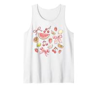 Trendy Apparel Assorted Jumble of Fruits and Cute Pink Bows Camiseta sin Mangas