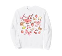 Trendy Apparel Assorted Jumble of Fruits and Cute Pink Bows Sudadera