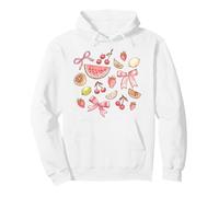 Trendy Apparel Assorted Jumble of Fruits and Cute Pink Bows Sudadera con Capucha