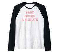 Trendy Apparel Baby Needs A Minute Light Pink Bold Lettering Camiseta Manga Raglan