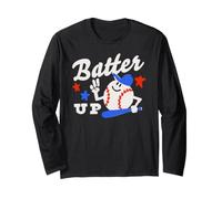Trendy Apparel Batter Up Happy Cartoon Baseball Ready To Bat Manga Larga