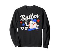 Trendy Apparel Batter Up Happy Cartoon Baseball Ready To Bat Sudadera