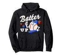 Trendy Apparel Batter Up Happy Cartoon Baseball Ready To Bat Sudadera con Capucha