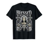 Trendy Apparel Blessed Praying Woman Surrounded by Crosses Camiseta