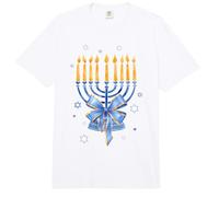 Trendy Apparel Blue Menorah with Blue Gold Bow Star of David Comfort Colors Adult Heavyweight T-Shirt