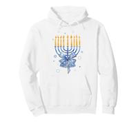 Trendy Apparel Blue Menorah with Blue Gold Bow Star of David Sudadera con Capucha