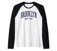 Trendy Apparel Brooklyn New York Collegiate Bold Text Camiseta Manga Raglan