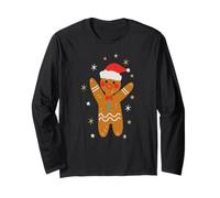 Trendy Apparel Christmas Happy Little Gingerbread Man Cookie Manga Larga