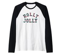 Trendy Apparel Christmas Jolly Plaid Bold Lettering Camiseta Manga Raglan