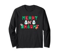 Trendy Apparel Christmas Merry N' Bright Happy Snowman Manga Larga