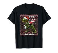 Trendy Apparel Christmas Merry Rex-Mas Santa Riding Dinosaur Camiseta