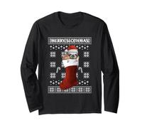 Trendy Apparel Christmas Merry Slothmas Ugly Sweater Manga Larga