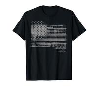 Trendy Apparel Distressed Faded Black and White USA Flag Camiseta