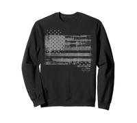 Trendy Apparel Distressed Faded Black and White USA Flag Sudadera