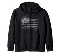 Trendy Apparel Distressed Faded Black and White USA Flag Sudadera con Capucha