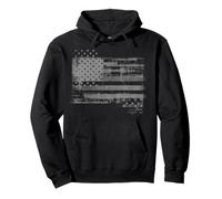 Trendy Apparel Distressed Faded Black and White USA Flag Sudadera con Capucha