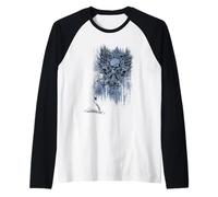Trendy Apparel Distressed Skull Wings and Blades Graveyard Camiseta Manga Raglan