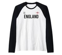 Trendy Apparel England Bold Text National Crest & Flag Badge Camiseta Manga Raglan