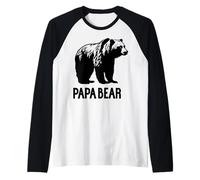 Trendy Apparel Father's Day Papa Bear Grizzly Bear Camiseta Manga Raglan