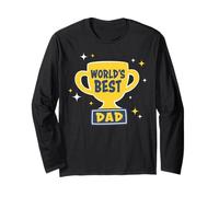Trendy Apparel Father's Day World'S Best Dad Gold Trophy Manga Larga