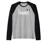 Trendy Apparel France Bold Text National Crest & Flag Badge Camiseta Manga Raglan