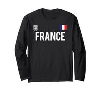 Trendy Apparel France Bold Text National Crest & Flag Badge Manga Larga