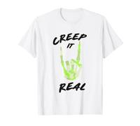 Trendy Apparel Halloween Creep It Real Skeleton Hand Quote Camiseta