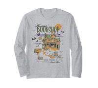 Trendy Apparel Halloween Haunted Bookshop Spooky Story Here Manga Larga