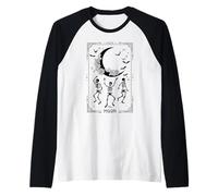 Trendy Apparel Halloween The Moon Skeleton Bats Tarot Card Camiseta Manga Raglan