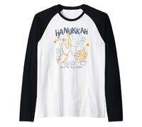 Trendy Apparel Hanukkah Love & Light Here For The Latkes Camiseta Manga Raglan