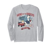 Trendy Apparel Here For The Snacks Play Ball Baseball Goose Manga Larga