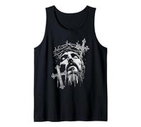 Trendy Apparel Jesus with Crown of Thorns Faith Over Fear Camiseta sin Mangas