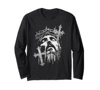 Trendy Apparel Jesus with Crown of Thorns Faith Over Fear Manga Larga