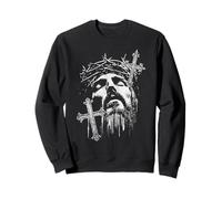 Trendy Apparel Jesus with Crown of Thorns Faith Over Fear Sudadera