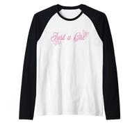 Trendy Apparel Just A Girl Coquette Cute Line Art Pink Bows Camiseta Manga Raglan
