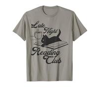 Trendy Apparel Late Night Reading Club Black Cat On Book Camiseta