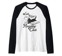 Trendy Apparel Late Night Reading Club Black Cat On Book Camiseta Manga Raglan
