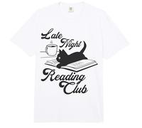 Trendy Apparel Late Night Reading Club Black Cat On Book Comfort Colors Adult Heavyweight T-Shirt