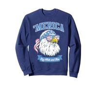 Trendy Apparel 'Merica Rizz White and Blue Bald Eagle Shades Sudadera