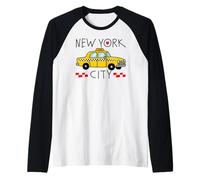 Trendy Apparel New York City Little Yellow Taxi Cab & Apple Camiseta Manga Raglan