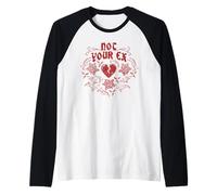 Trendy Apparel Not Your Ex Dark Red Broken Heart and Roses Camiseta Manga Raglan