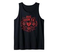 Trendy Apparel Not Your Ex Dark Red Broken Heart and Roses Camiseta sin Mangas