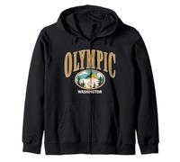 Trendy Apparel Olympic Washington Eagle Soaring Over Forest Sudadera con Capucha
