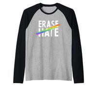 Trendy Apparel Pride Erase Hate Rainbow Colored Brush Stroke Camiseta Manga Raglan